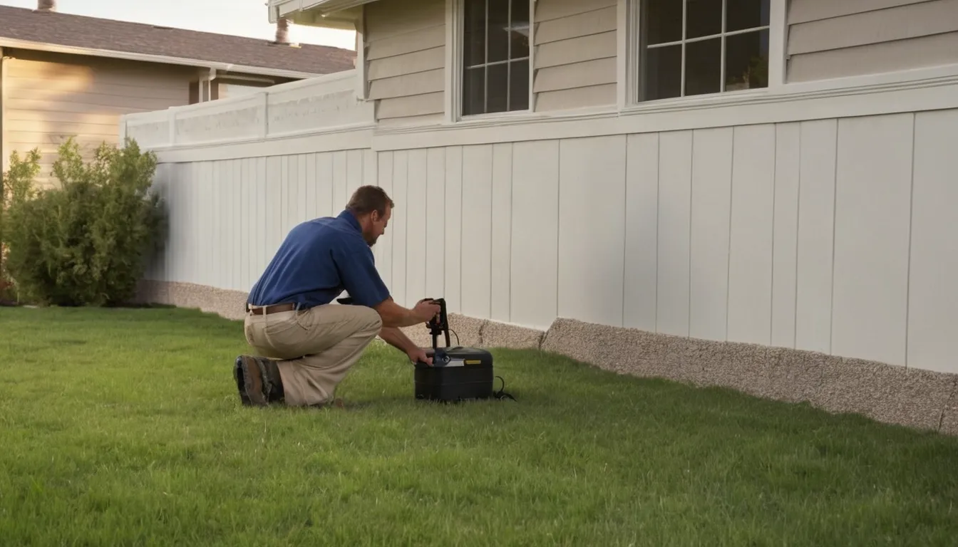 A friendly pest control provider talking with a homeowner at the front door of a Overland Park ranch home